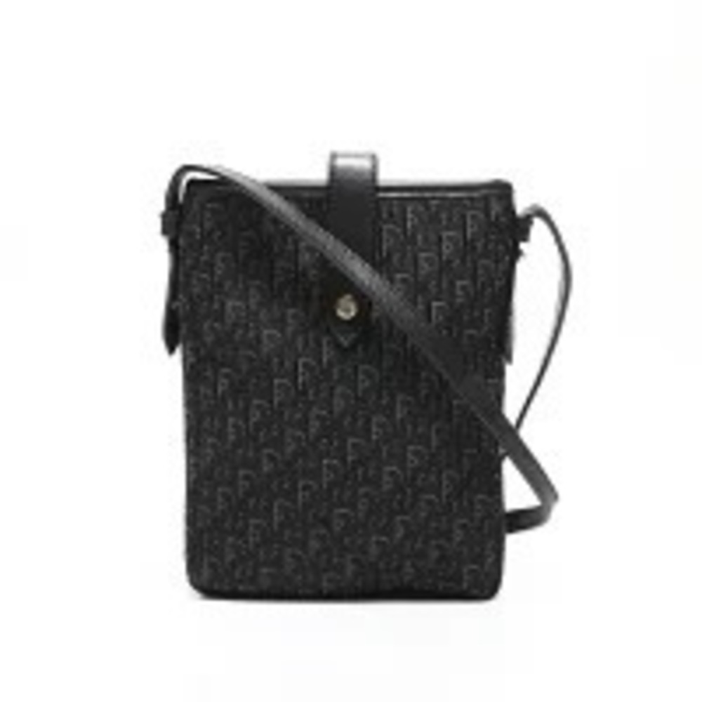 Christian Dior Trotter Canvas Phone Case Shoulder Bag Black